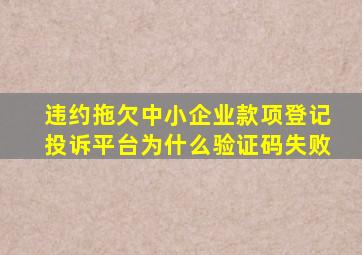 违约拖欠中小企业款项登记投诉平台为什么验证码失败