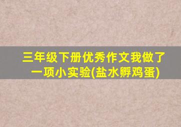 三年级下册优秀作文我做了一项小实验(盐水孵鸡蛋)