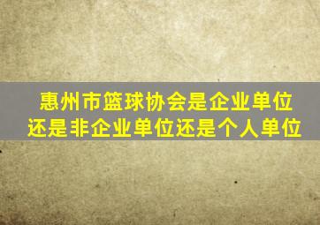 惠州市篮球协会是企业单位还是非企业单位还是个人单位