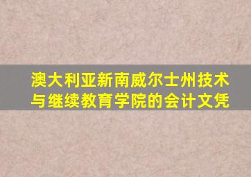 澳大利亚新南威尔士州技术与继续教育学院的会计文凭