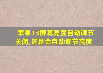 苹果13屏幕亮度自动调节关闭,还是会自动调节亮度
